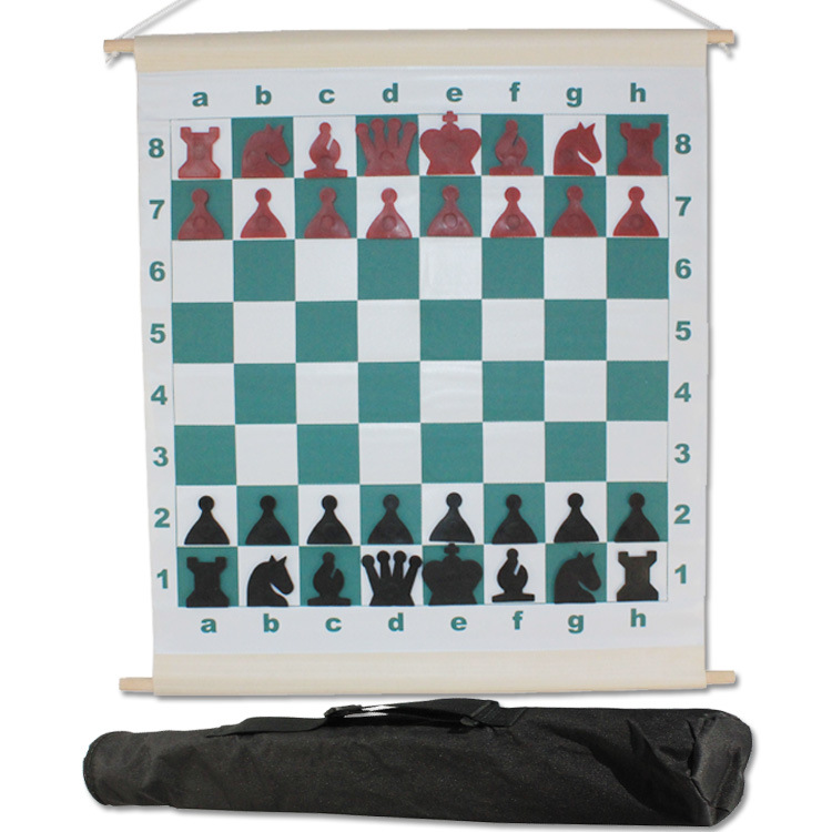外单磁性国际象棋教学棋 教学挂盘 欧美国家棋院 方便携带 卷筒式