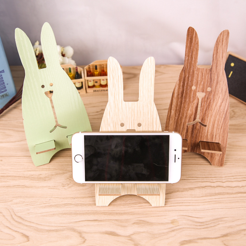 韩国创意时尚手机座 可爱越狱兔手机支架 木质手机架 手机托架T【小件类并单29元免邮】