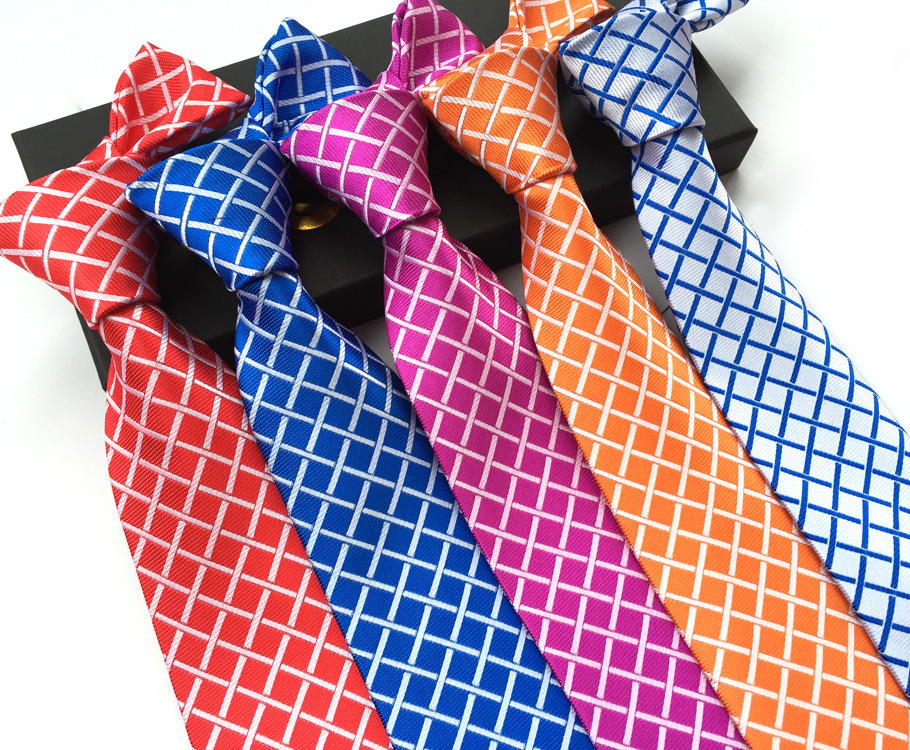 实力商家现货供应时尚热销款8cm涤纶男士格子领带 结婚西服领带