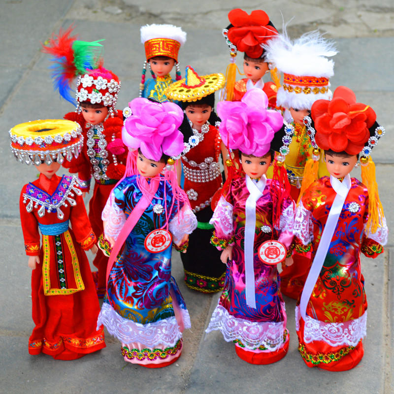 56个民族娃娃 娟人偶摆件 北京绢人 少数民族特色旅游纪念品摆件