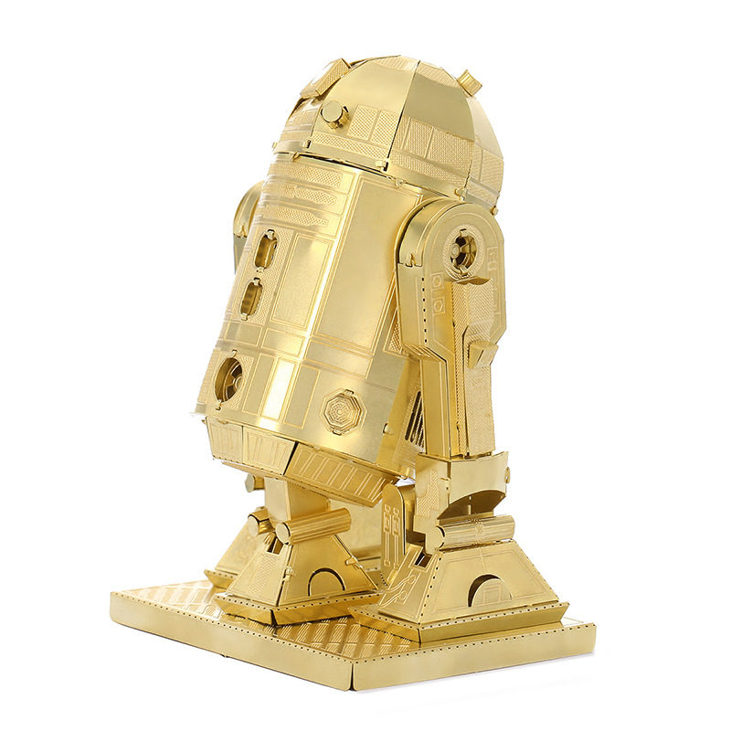 素纸袋 金属DIY拼装模型3D拼图 星球大战 金色R2D2机器人 英文版