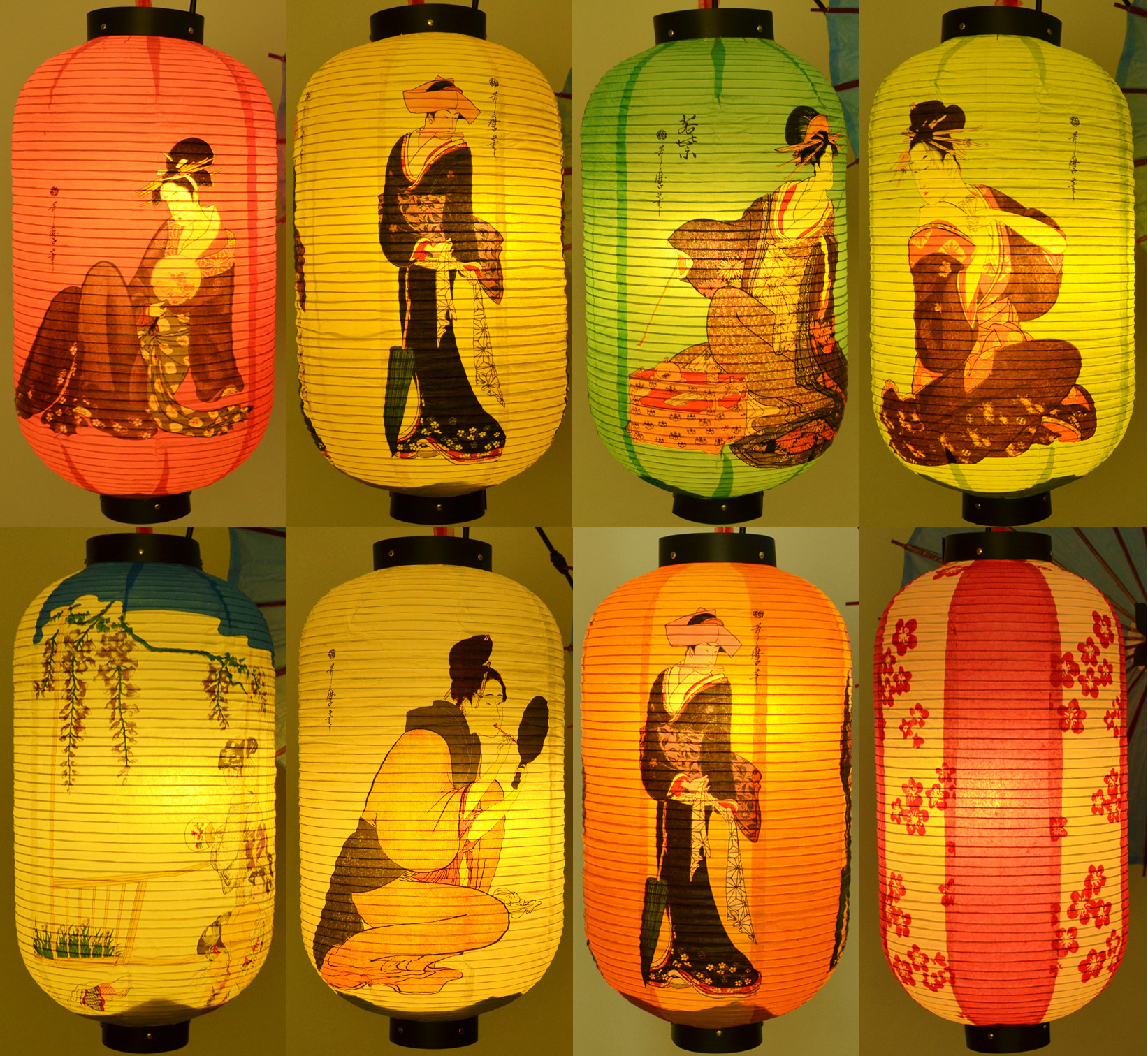 日式餐厅料理酒店装饰纸灯笼 日本浮世绘美人图纸灯时尚中秋灯笼
