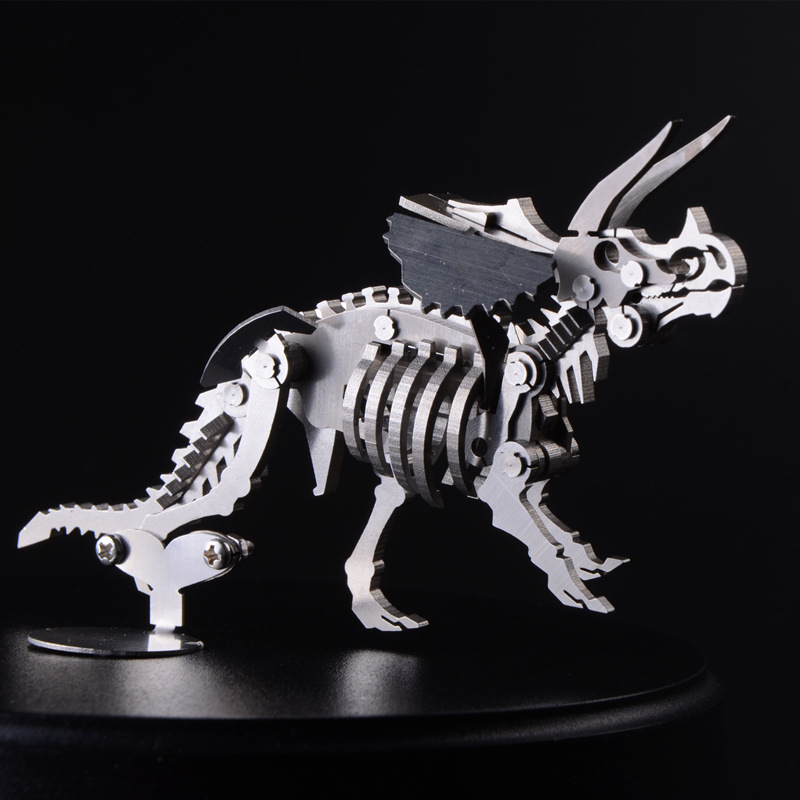 钢魔兽 不锈钢全金属模型 可拆卸拼装 侏罗纪公园恐龙 三角龙