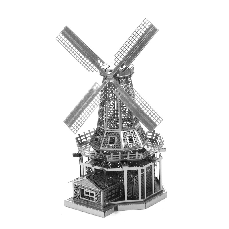 爱拼 全金属diy建筑拼装模型3D纳米立体拼图 荷兰风车