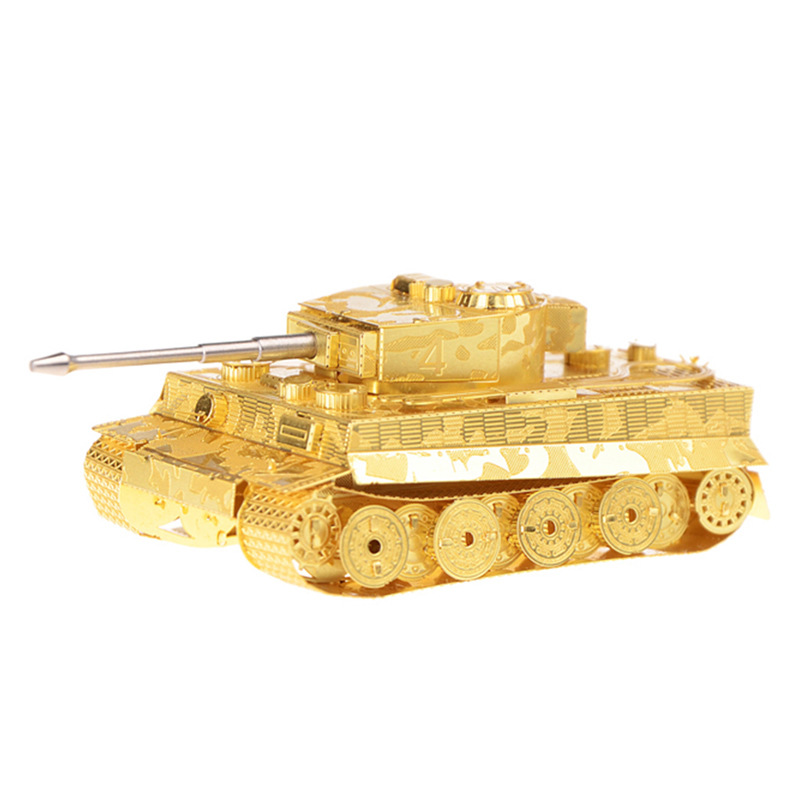 爱拼 金属DIY免胶拼装模型3D纳米立体拼图 虎式坦克 黄铜版