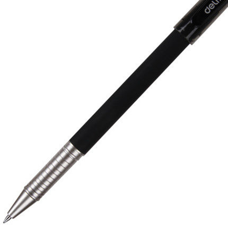 得力商务中性笔S77 0.5MM 水性笔磨砂笔杆签字笔 黑 简约大气【办公用品A仓满29包邮】