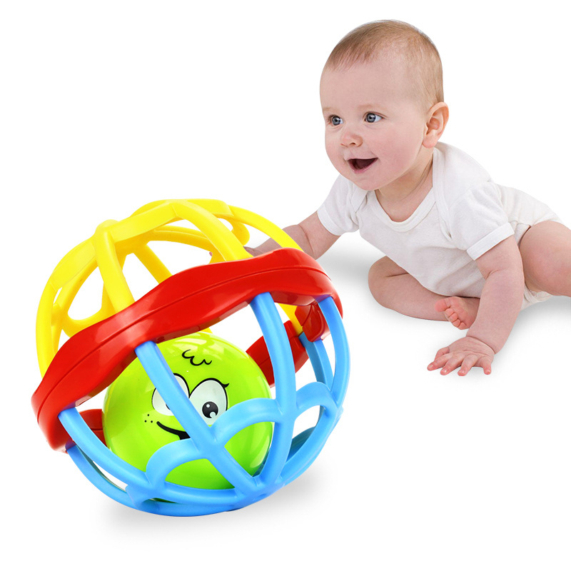 婴儿手抓摇铃球婴幼儿教具摇铃益智健身软胶球铃铛球宝宝玩具
