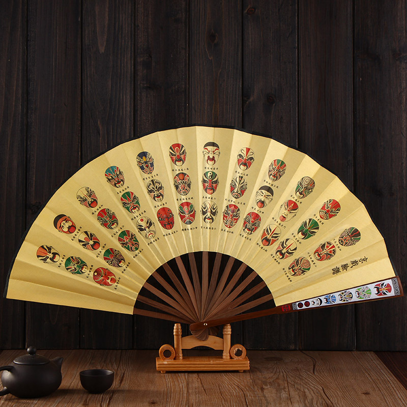 厂家直销 10寸绢扇中国风古典古风 男折扇  脸谱扇