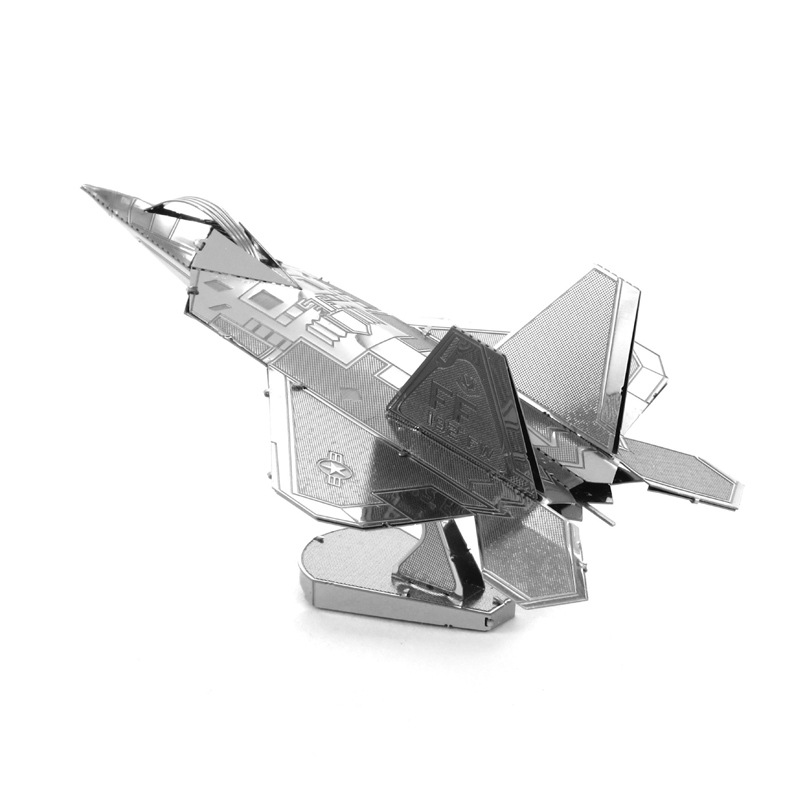 爱拼 全金属DIY拼装模型3D纳米立体拼图 F22战斗机
