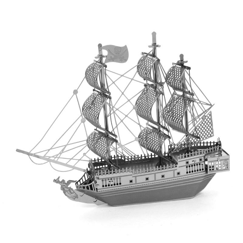 爱拼 全金属不锈钢DIY拼装模型纳米立体拼图 加勒比海盗 黑珍珠号