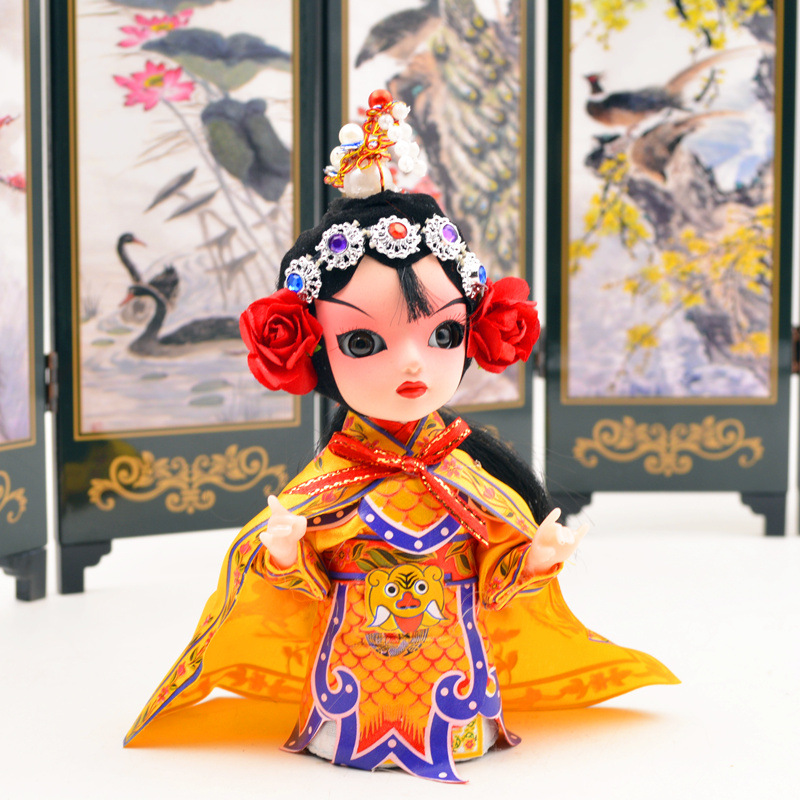 中国风娃娃摆件北京人偶绢人娃娃 民族工艺品艺妓人偶公仔娟人
