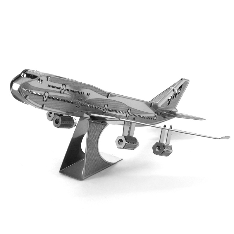 爱拼 全金属不锈钢DIY拼装模型3D纳米立体拼图 波音747客机