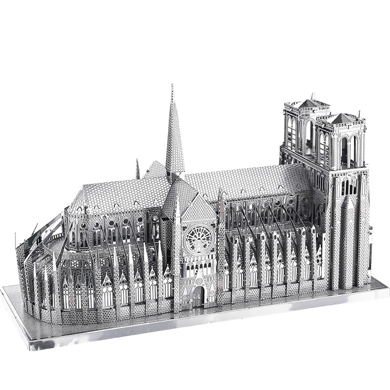 爱拼 全金属DIY拼装建筑模型3D免胶拼图 巴黎圣母院 简装版