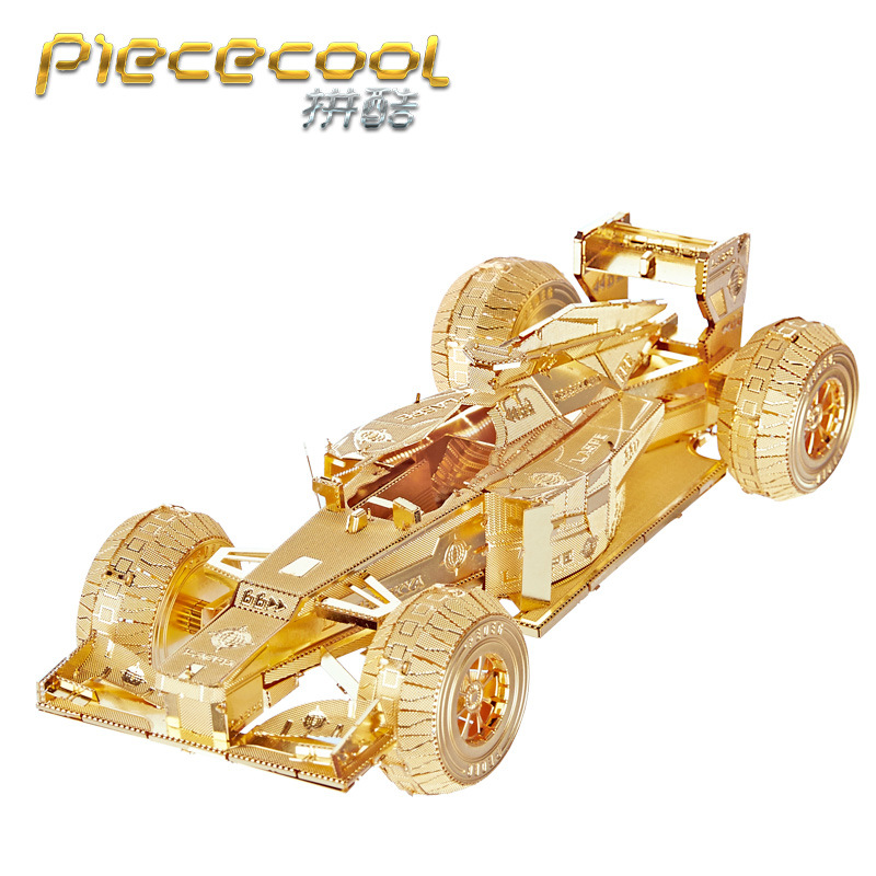 拼酷全金属DIY模型拼装模型纳米3D拼图 F1方程式赛车 金色