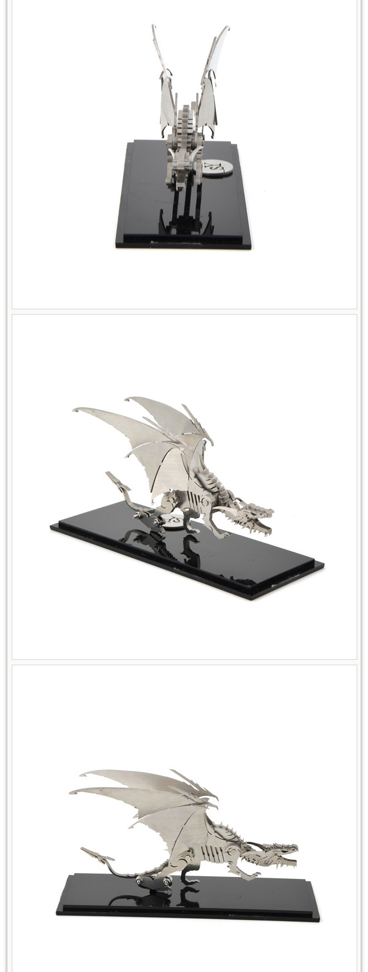 钢魔兽 不锈钢全金属模型 送展示盒 侏罗纪公园 冰龙 成品