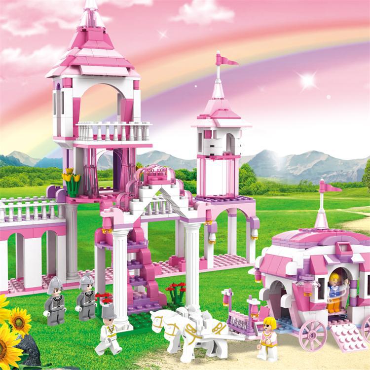 cogo积高积木 公主梦幻城堡 女孩粉红系列玩具 儿童益智拼装积木