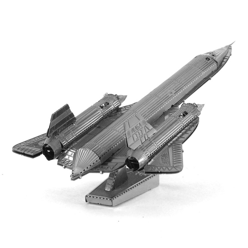 爱拼 全金属不锈钢DIY拼装模型3D纳米拼图 SR71黑鸟侦察机