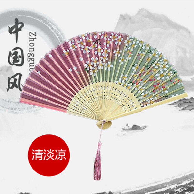 中国风礼品扇子折叠子 折扇 工艺扇 绢扇 舞蹈扇丝绸扇子