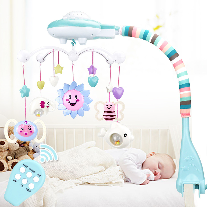 新生婴儿宝宝床铃0-1岁3-6-12个月玩具投影音乐旋转床头摇铃