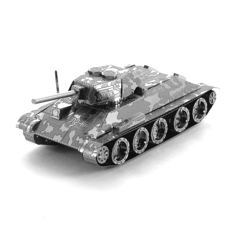 爱拼 全金属不锈钢DIY拼装模型3D纳米立体拼图 T34坦克