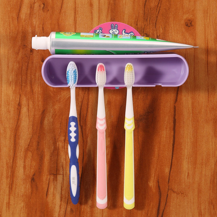 韩国创意卡通强力吸盘式牙膏牙刷架置物架 可爱浴室吸壁式牙具架【创意文具A仓满29包邮】