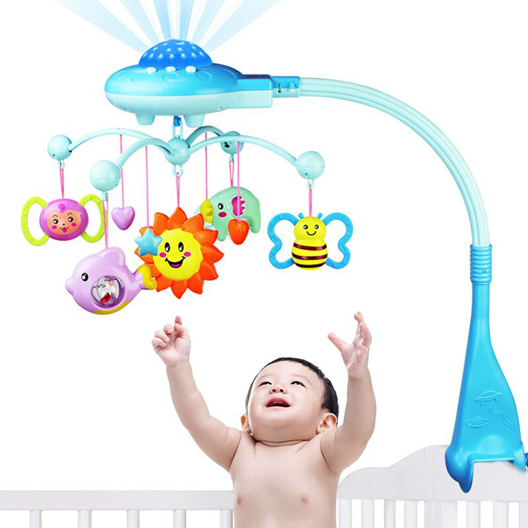 新生婴儿宝宝床铃0-1岁3-6-12个月玩具投影音乐旋转床头铃摇铃