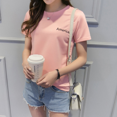 夏季新款韩版女士短袖女T恤打底衫宽松学生女装衣服短袖批发