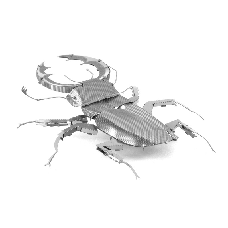 爱拼 全金属不锈钢DIY拼装模型3D纳米立体拼图 锹形甲虫