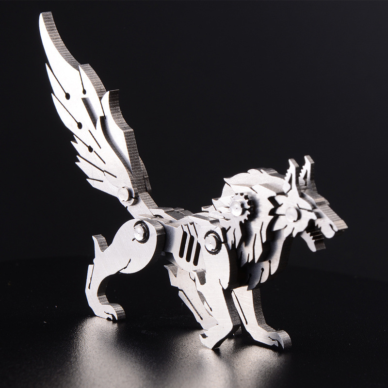 钢魔兽 不锈钢全金属摆件 工艺品 可拆卸拼装 吉祥神兽 野狼