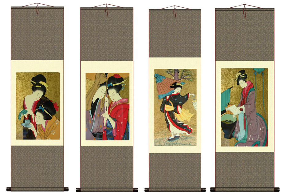 日本装饰画仕女图人物布挂画日本料理店挂画壁画浮世绘日式风格