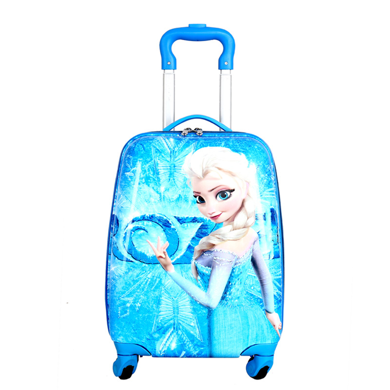 儿童拉杆箱18寸爱莎蓝色abs万向轮拉杆箱卡通行李航空箱