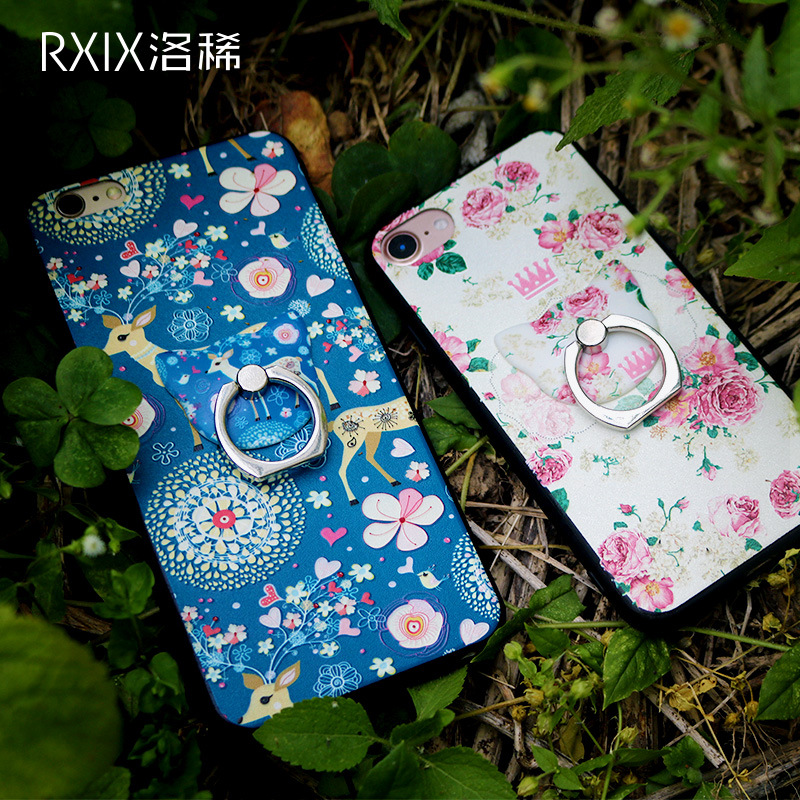 新款iphone7 plus彩绘浮雕手机壳保护套 苹果6S创意潮TPU软壳