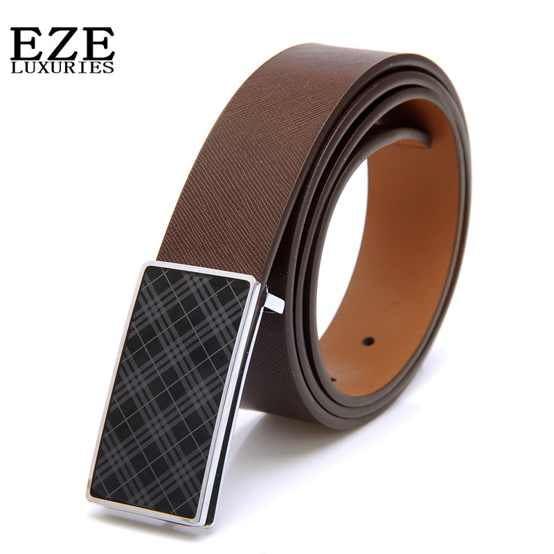 EZE正品 批发新款真皮光板扣网格商务休闲男士腰带Y030